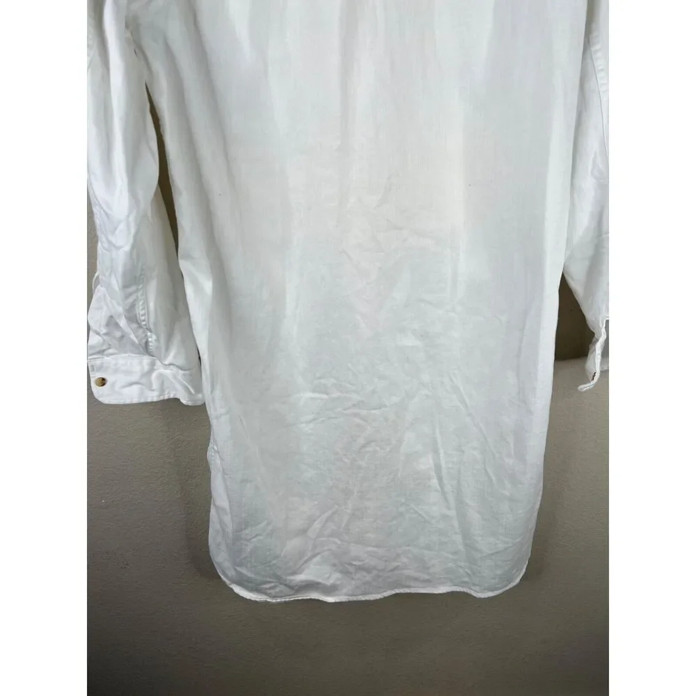Lauren Jean Co Ralph Lauren White Button-Up Shirt Dress Pockets VTG LRL Classic - Picture 13 of 16